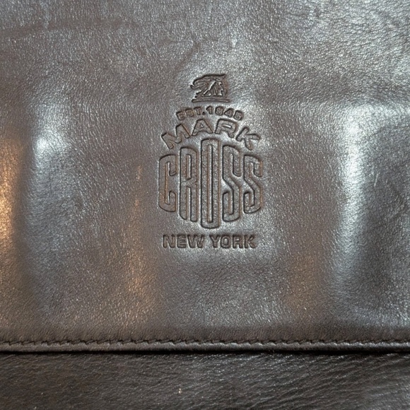 Vtg Mark Cross New York Black Leather Shoulder Bag Purse Thin Straps - Picture 2 of 14
